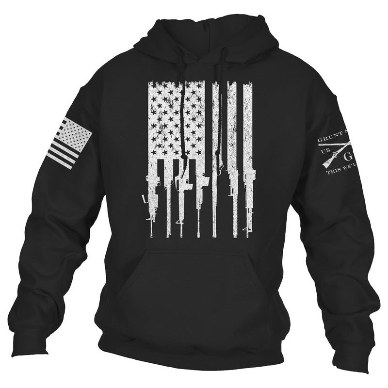 Grunt Style Rifle Flag 2.0 - Men's Hoodie (Black, XXX-Large) - Image 1